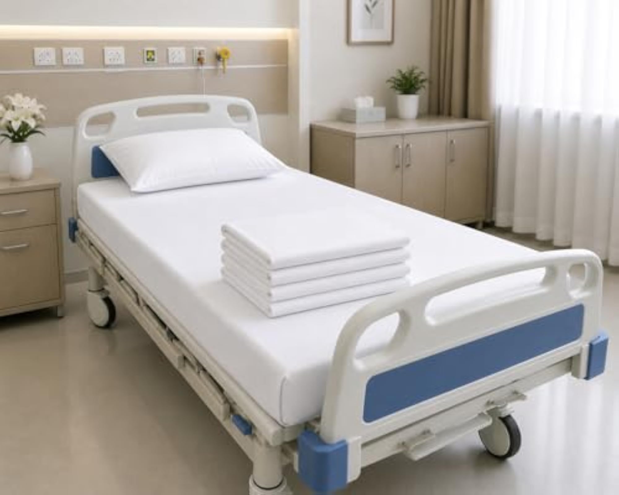 Hospital Flat Bed Sheet Set with Pillow